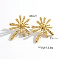 Pendientes de botón solares en acero inoxidable chapado en oro de 14K, 31mm - Dorado