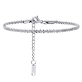 Adjustable silver-tone stainless steel snow chain necklace with secure lobster clasp - Silver Bracelet