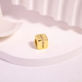 Golden cubic charm bead with vertical zircon inlay for DIY bracelet and necklace jewelry - Letter I