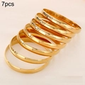 7-piece set of 8mm wide minimalist polished gold stainless steel bangles for women - Width 8mm Inner Diameter 60mm / [7 Rings] Gold