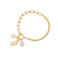 Bracciale a catena dorata con perla bianca e ciondolo con gemma color lavanda - 2# Quadrato