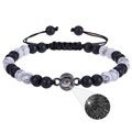 Bracelet de projection avec perles noires mates et pierres de marbre pour couples - Turquoise blanche et pierre mate