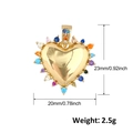 Detail view of 23mm gold-plated heart pendant with colorful stones and size dimensions - A0556-Colorful Zirconia Heart