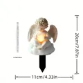 Whimsical 2D acrylic fairy plant stake holding a glowing heart, 20cm height garden decor - No.17 (0.2cm Thickness)