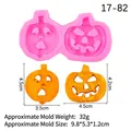 Rosa Silikonform für Halloween Kürbis-Fondant mit klassischen Kürbis-Motiven - 3# Doppelter Kürbis Stil (17-82) / Rosa