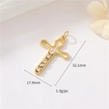 Vintage 14K gold plated cross pendant with cubic zirconia, size 32.1x17.9mm - 14K Gold Cross H-11702