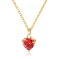 Collana minimalista in oro con pendente a cuore in zircone rosso su una catenina sottile - Colore Oro 45+5cm / Rosso Granata