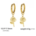Detail showing 304 stainless steel gold rose earrings with size 10.9x17.6mm dimensions - Gold Rose