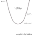 Silver stainless steel textured necklace, 38+5cm length, slim 0.2cm woven chain design - Steel Color Necklace (P552) / 38+5cm