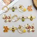 Cute yellow enamel bee and honeycomb alloy pendants for DIY jewelry making accessories - Mixed 12pcs Enamel Bee