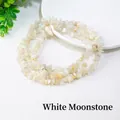 Polished white moonstone irregular chips multi-layered beaded bracelet for DIY - White Moonstone (Circumference Approx. 80cm)