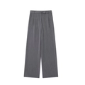 Classic dark grey high-waisted wide leg trousers with professional tailored finish - XS / Gray