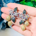 Boucles d'oreilles en argent S925 motif fleurs et citrons avec zircons colorés - Style Fleur Citron