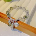 Vintage Green Phantom Crystal Bracelet with Lotus Pendant and Tassel for Women and Men - Green Ghost: Moonlight Over the Lotus Pond (4 Pendants) Bracelet