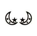 Minimalist black moon and star ear studs with a retro French tassel design for women - Star & Moon Hollow / Black