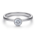 Classic 925 silver ring featuring a round solitaire diamond in a crown setting - TL-370