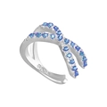 S925 Sterling Silber Doppel-Ohrklemme mit blauen Kristallen und Kreuz-Design - Einzelnes Platin - Blauer Zirkonia