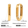 18k gold plated stainless steel rectangular hoop earrings with detailed dimensions - Rectangular Hoop Style (JDE0305072)