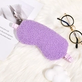 Plush purple teddy fleece sleep mask with elastic satin strap for comfortable night rest - Purple