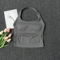 Dunkelgrauer Neckholder Sport-BH nahtlos mit Rippenstrick und Racerback-Stil - S / Haigrau