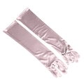 Elegant opera length lavender satin bridal gloves with smooth silk-like finish - One Size / Rose Silver