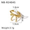Detail of 18K gold bow ring with cubic zirconia including size and weight specs - Gold Bowknot Open Ring (NB-R24025)