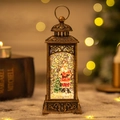 Vintage bronze Christmas lantern featuring Santa Claus and glitter snow effects - 2024 New Hollow Square Santa Lamp
