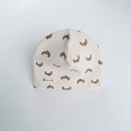 Beige infant cotton knit beanie featuring a cute brown cartoon puppy pattern print - Atta Diffy Smoke Grey Puppy