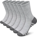 Set of six pairs of men's crew sports socks in grey tones with reinforced knit texture - Free Size 39-47 / Striped Sole Grey