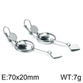 Silver geometric heart drop earrings with square charms, dimensions 70x20mm and 7g weight - Steel Color (KE86822-KFC)