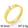 3mm width gold plated stainless steel ring base with screw pin for pearl mounting - US 6 / Gold
