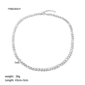 Heavy 7mm silver stainless steel Figaro chain necklace for women 43cm with extender - Steel Color (YYN023034-P)