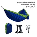 Blue and green nylon double camping hammock with storage bag and carabiners - 270x140cm / Rope Style / Royal Blue/Fruit Green