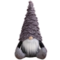 Noordse gezichtsloze kabouter in grijs met pluizige hoed en witte baard kerstdecor - Grijs