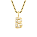 Gold stainless steel necklace featuring a vintage pearl-inlaid letter B pendant - Letter B / Letter B - Gold