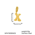 Golden stainless steel letter X pendant necklace with minimalist polished finish - Letter X