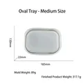 Detail of oval silicone tray mold for resin casting with precise 185mm dimensions - Medium Oval Tray (185x130x22mm)