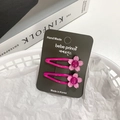 Set of two pink cherry blossom hair clips for girls on a black brand card - [13] Flower - Cherry Blossom