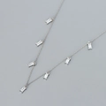Collier en argent S925 orné de pendentifs rectangulaires en zircone cubique claire - Platine (Pierre Blanche)
