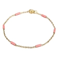 Bracelet chaîne en acier inoxydable doré à la mode avec élégants accents roses tubulaires - Style Or + Rose (KB165163-Z)