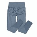 Light blue seamless high waisted yoga pants with scrunched butt and breathable mesh - Grey Blue