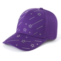 Deep purple baseball cap for women with meteor rhinestone stars and curved brim - Deep purple