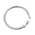 Silver stainless steel flat Cuban link chain necklace with secure lobster clasp finish - Bracelet (21cm/5mm) / Silver