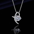 Elegant silver pendant necklace with large sparkling main stone and pavé accents - Xl-138 [comes With Box And Chain]