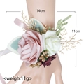 Handgemachte Handgelenk-Corsage in Rosa und Weiß mit Seidenbändern für Hochzeiten - Bohnenpastenrosa Handgelenk Corsage