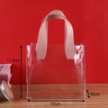 Transparent PVC gift bag with light pink handles and size dimensions 20x17.5x10cm - Small Pink Transparent / Without Bow