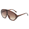 Retro oversized shield sunglasses with tortoiseshell frames and brown gradient lenses - Tortoise Frame Brown Gradient Lens