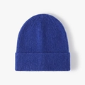 Deep royal blue knitted beanie for men and women with a thick ribbed winter design - Sky Blue