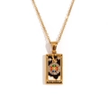 Vintage 18K gold plated Wheel of Fortune tarot necklace with colored enamel wheel - Gold-The Wheel