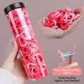 Set of 100 rose pink seamless elastic hair bands in compact storage cylinder tube - Rose Red 100Pcs/Jar